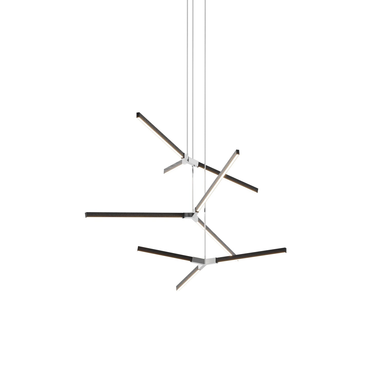 Bough Multi Light LED Chandelier in Ebonized Oak/Polished Nickel.
