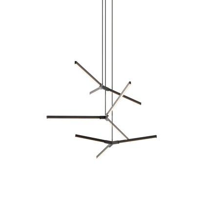 Bough Multi Light LED Chandelier in Ebonized Oak/Slate Grey.