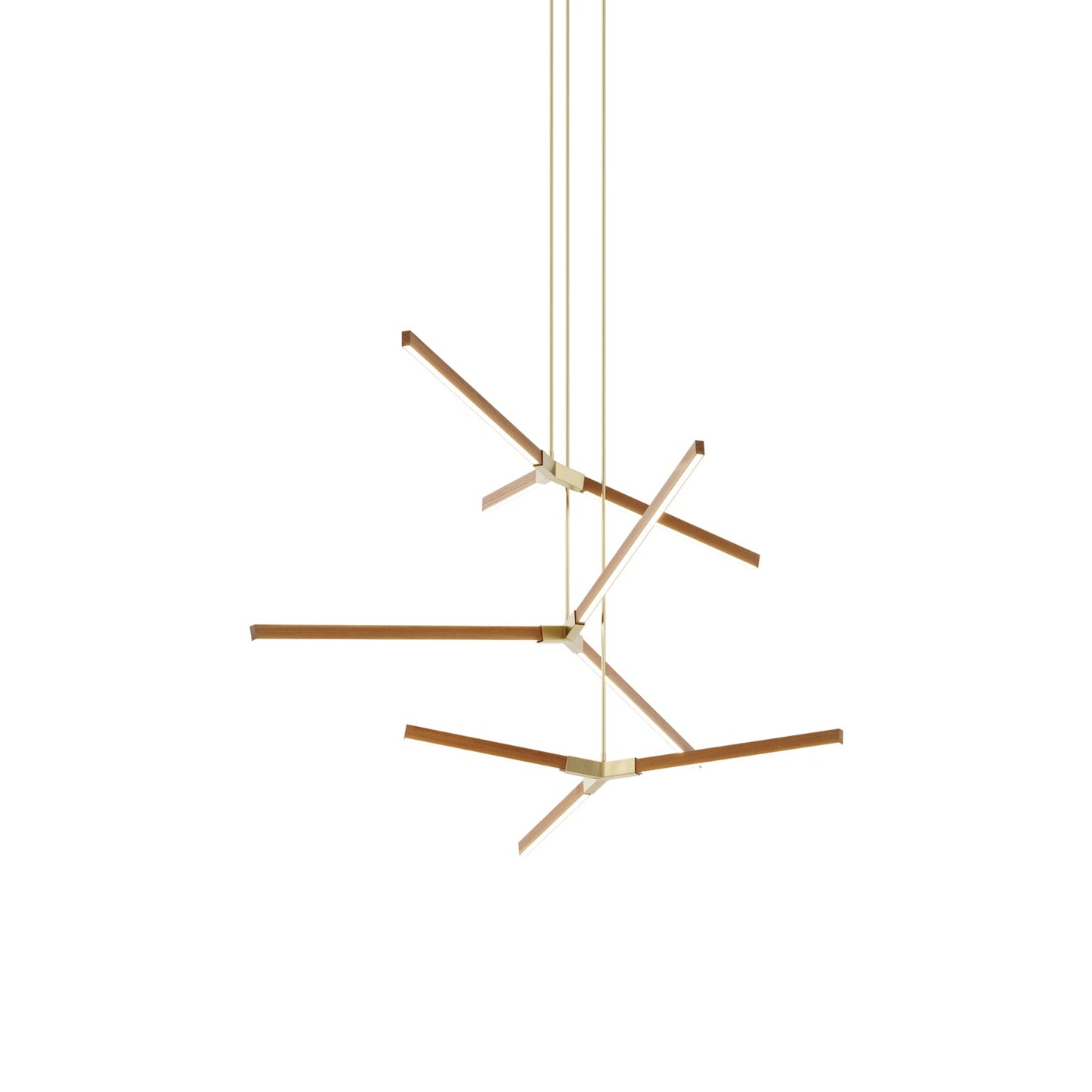Bough Multi Light LED Chandelier in Heart Pine (Reclaimed)/Brushed Brass.