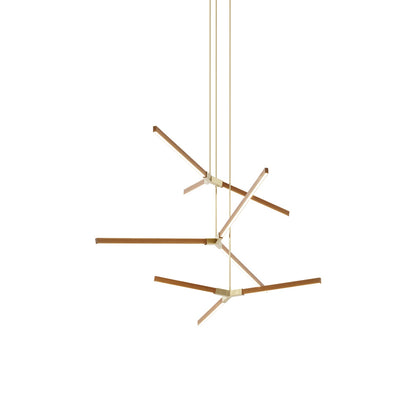 Bough Multi Light LED Chandelier in Heart Pine (Reclaimed)/Brushed Brass.