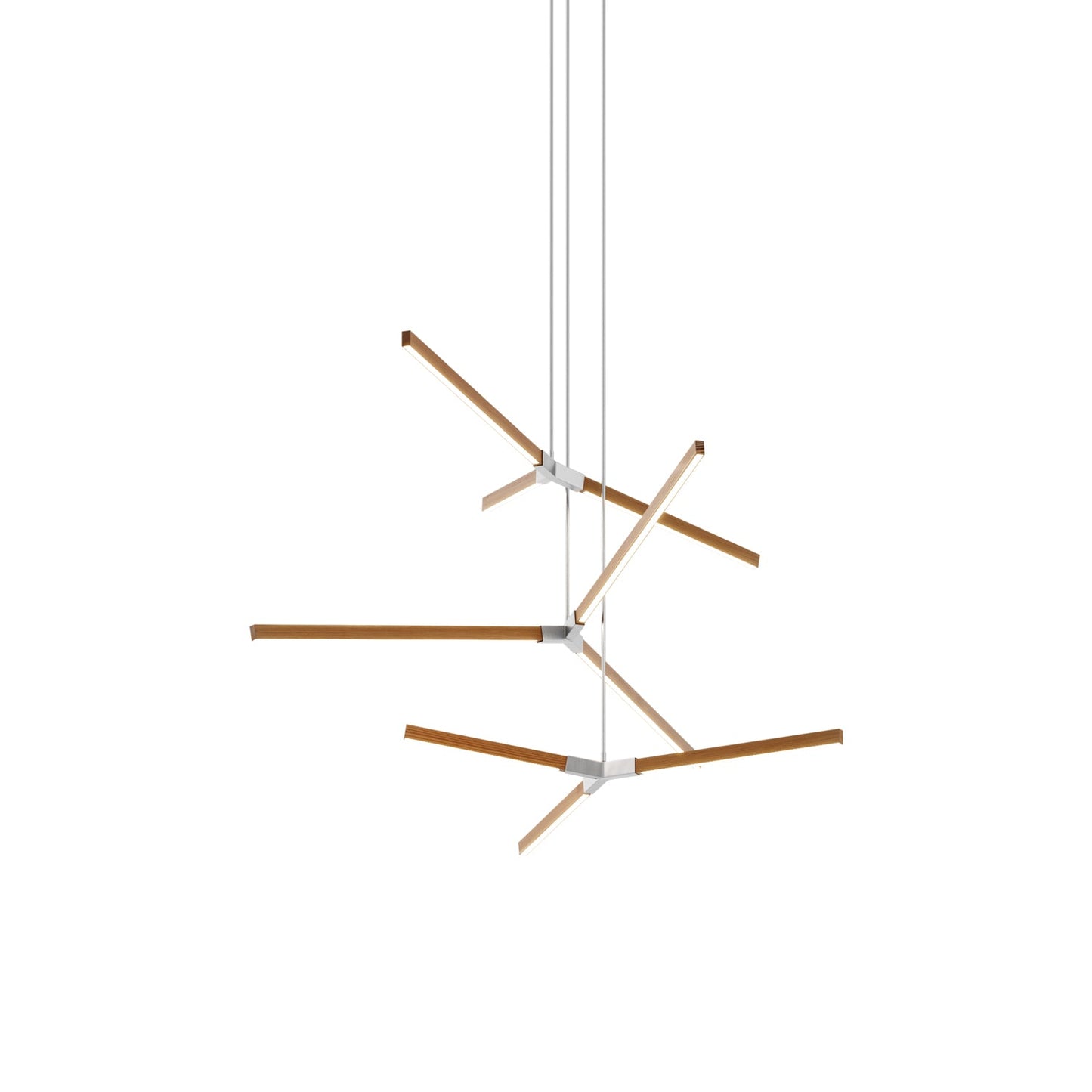 Bough Multi Light LED Chandelier in Heart Pine (Reclaimed)/Brushed Nickel.