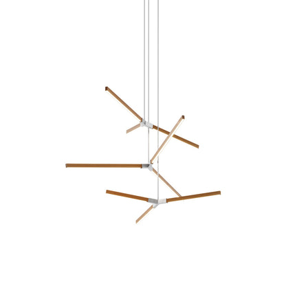 Bough Multi Light LED Chandelier in Heart Pine (Reclaimed)/Brushed Nickel.