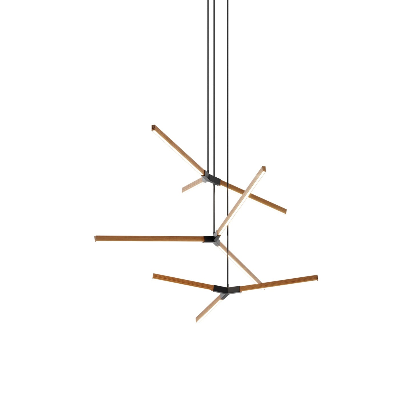 Bough Multi Light LED Chandelier in Heart Pine (Reclaimed)/Matte Black.