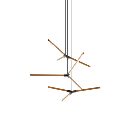 Bough Multi Light LED Chandelier in Heart Pine (Reclaimed)/Matte Black.