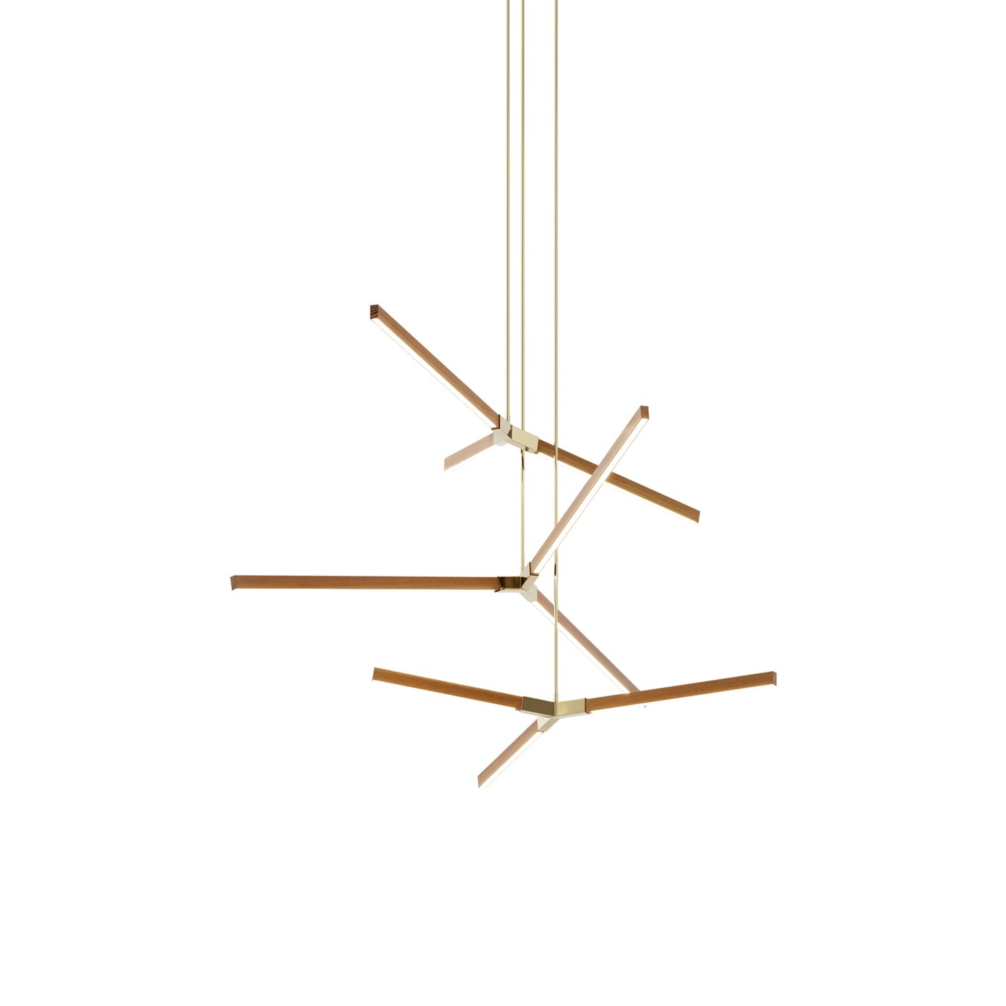 Bough Multi Light LED Chandelier in Heart Pine (Reclaimed)/Polished Brass.