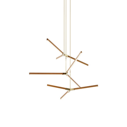 Bough Multi Light LED Chandelier in Heart Pine (Reclaimed)/Polished Brass.