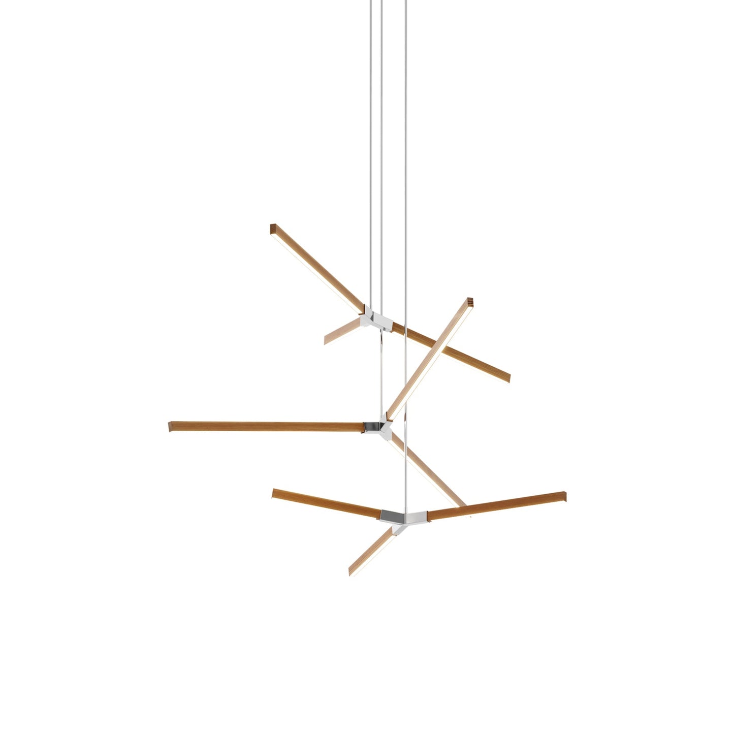 Bough Multi Light LED Chandelier in Heart Pine (Reclaimed)/Polished Nickel.