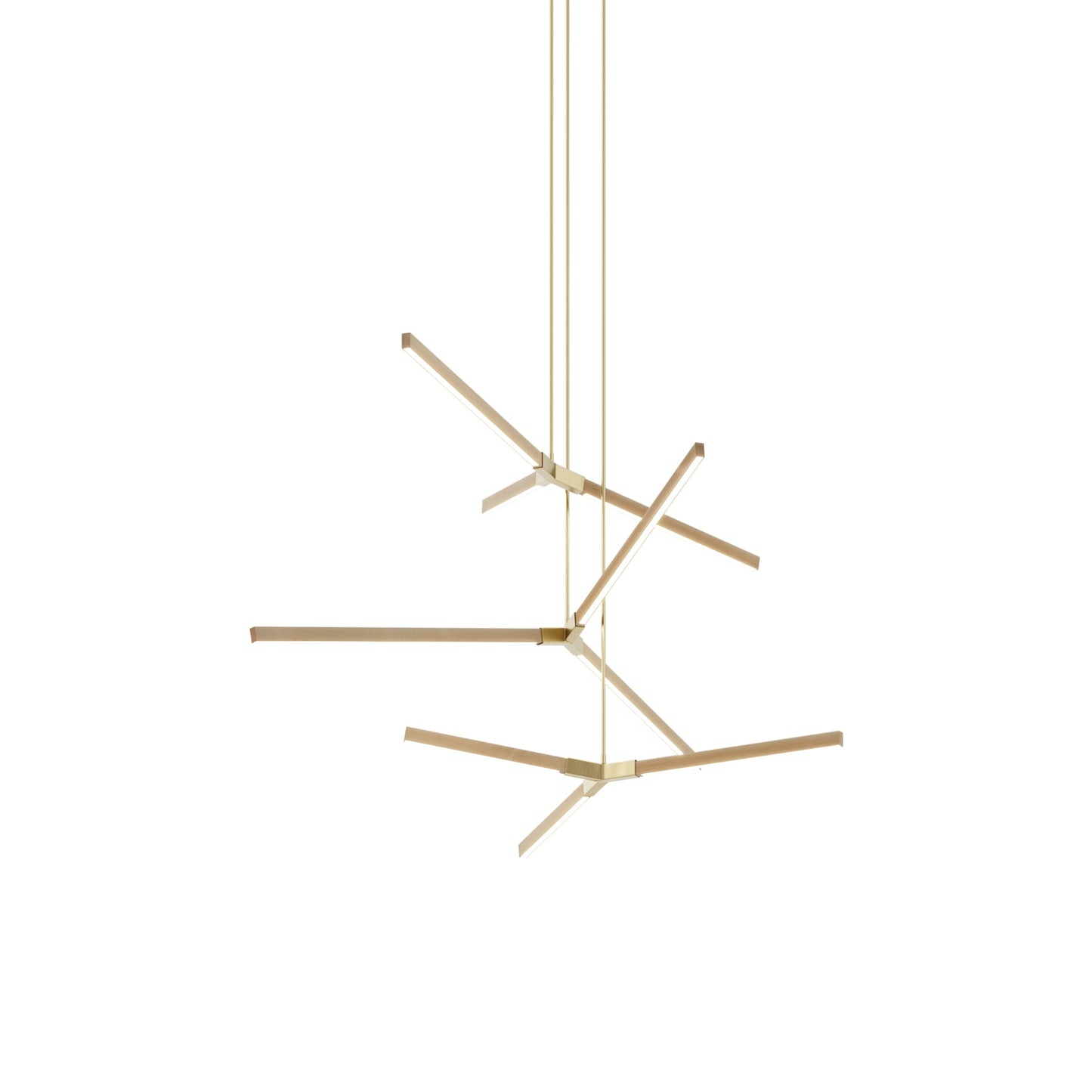 Bough Multi Light LED Chandelier in Maple/Brushed Brass.