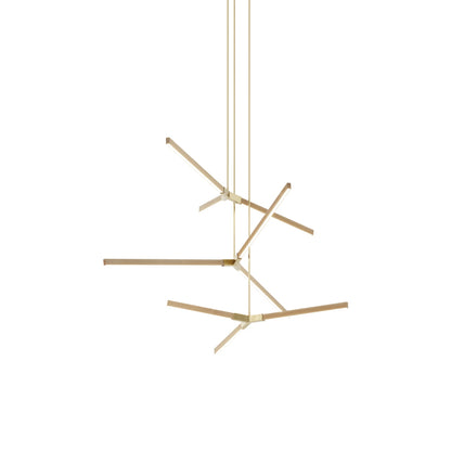 Bough Multi Light LED Chandelier in Maple/Brushed Brass.