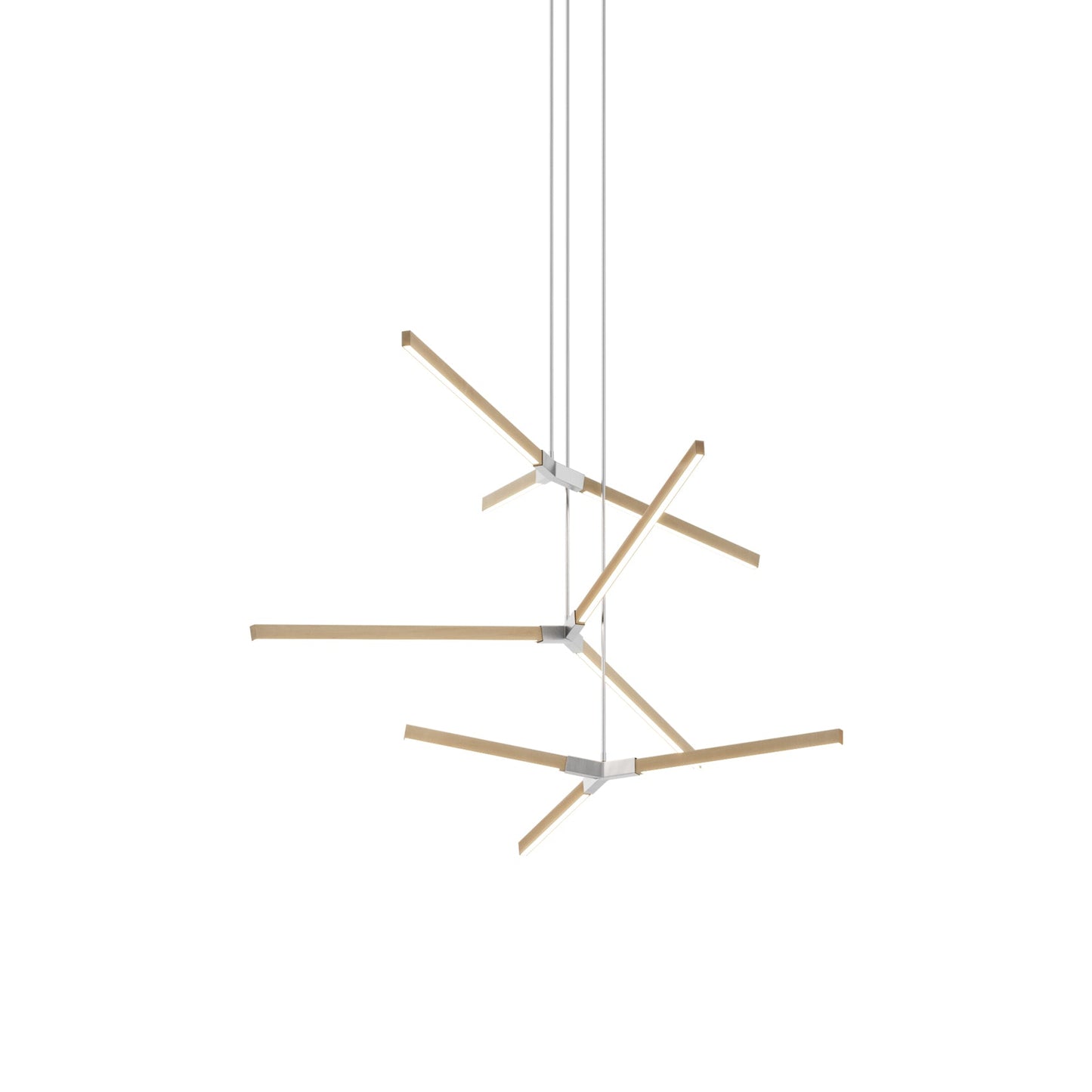 Bough Multi Light LED Chandelier in Maple/Brushed Nickel.