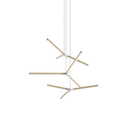 Bough Multi Light LED Chandelier in Maple/Brushed Nickel.