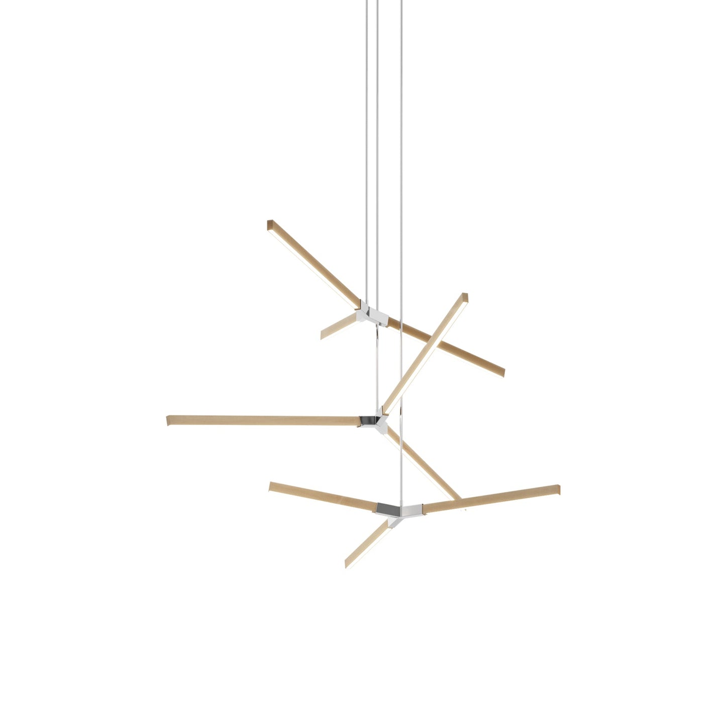 Bough Multi Light LED Chandelier in Maple/Polished Nickel.