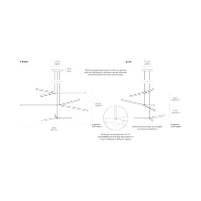 Bough Multi Light LED Chandelier - line drawing.