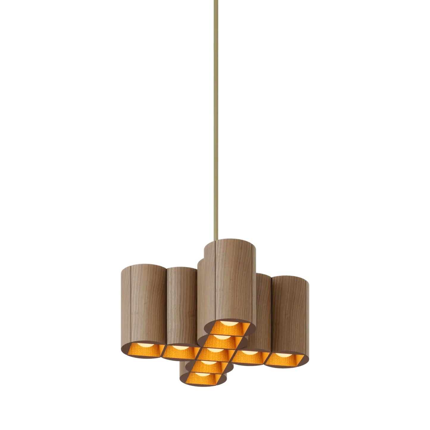 Colonnade Cross Chandelier in Clear White Oak/Brushed Brass (9-Light).