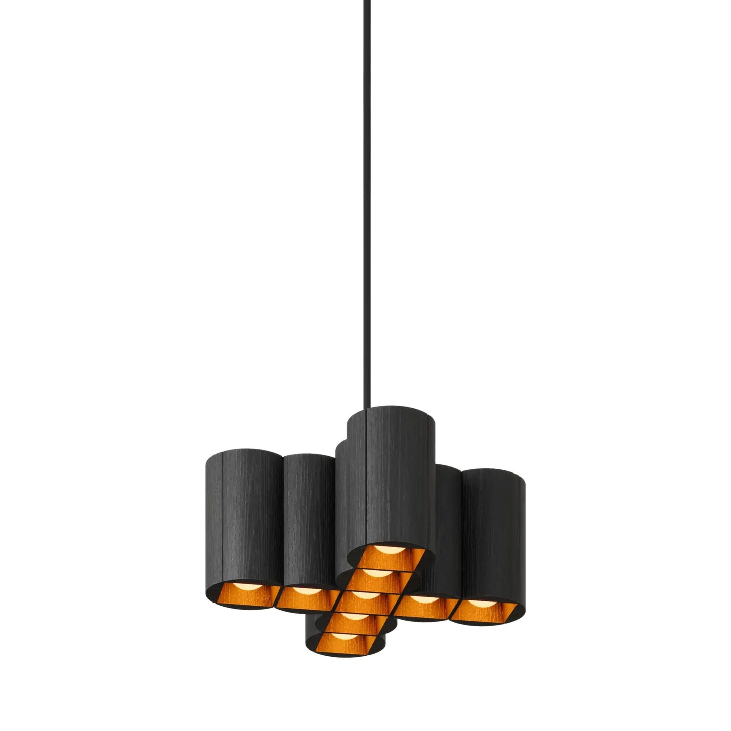 Colonnade Cross Chandelier in Black Salvaged NYC Pin Oak/Matte Black (9-Light).