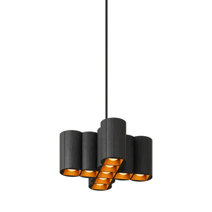 Colonnade Cross Chandelier in Black Salvaged NYC Pin Oak/Matte Black (9-Light).
