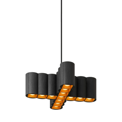Colonnade Cross Chandelier in Black Salvaged NYC Pin Oak/Matte Black (13-Light).