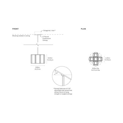 Colonnade Cross Chandelier - line drawing.