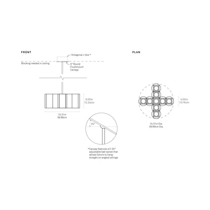 Colonnade Cross Chandelier - line drawing.