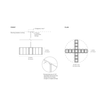 Colonnade Cross Chandelier - line drawing.