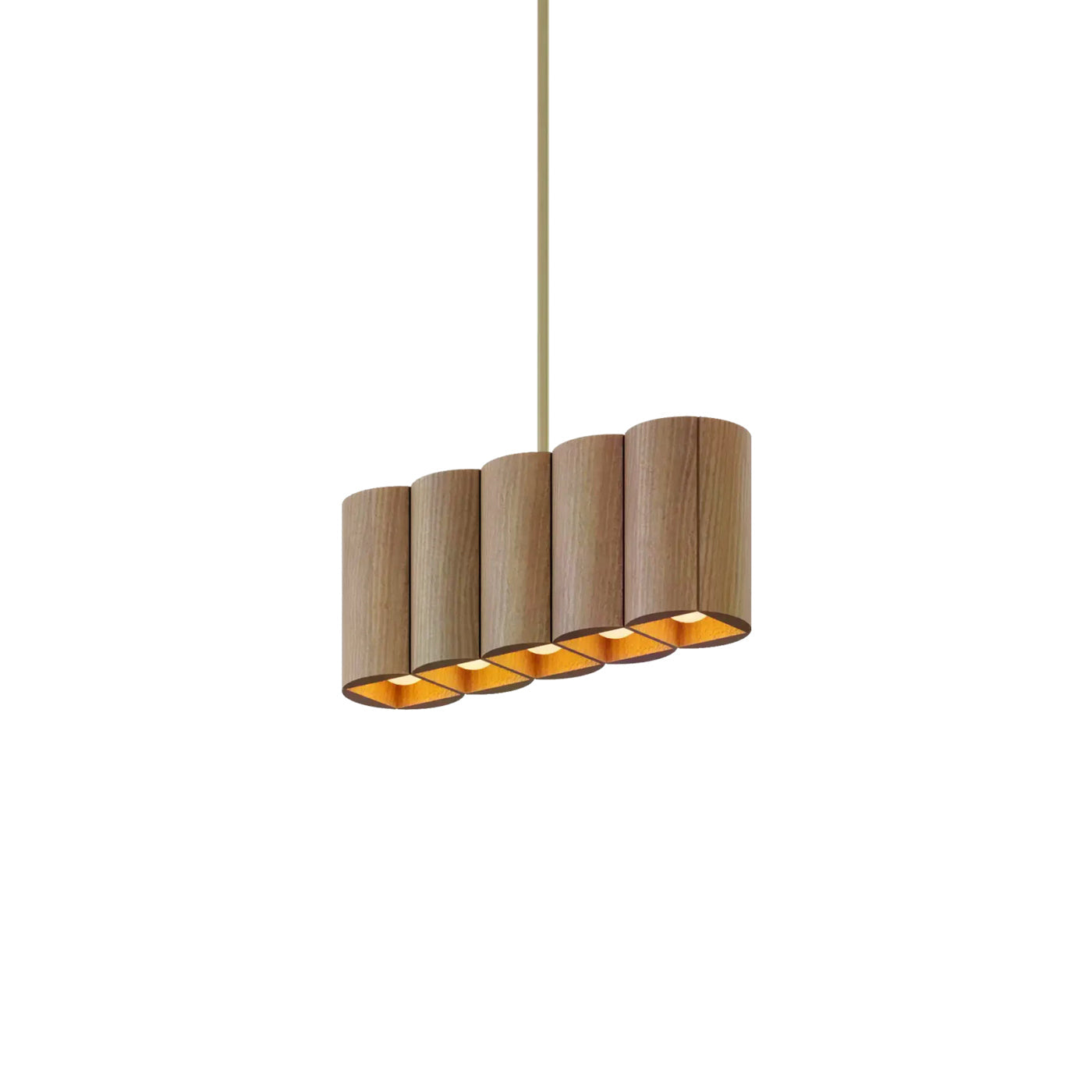 Colonnade Linear Chandelier in Clear White Oak/Brushed Brass/Metal Stem (5-Light).