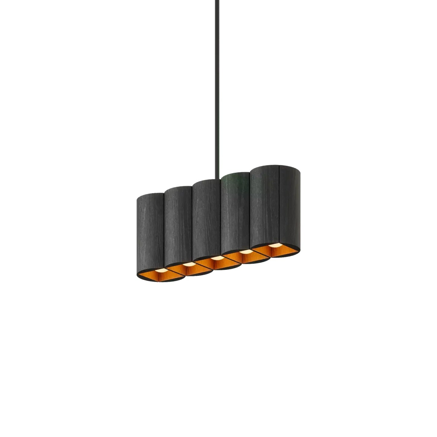Colonnade Linear Chandelier in Black/Matte Black/Metal Stem (5-Light).