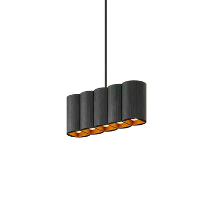Colonnade Linear Chandelier in Black/Matte Black/Metal Stem (5-Light).