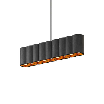 Colonnade Linear Chandelier in Black/Matte Black/Metal Stem (9-Light).