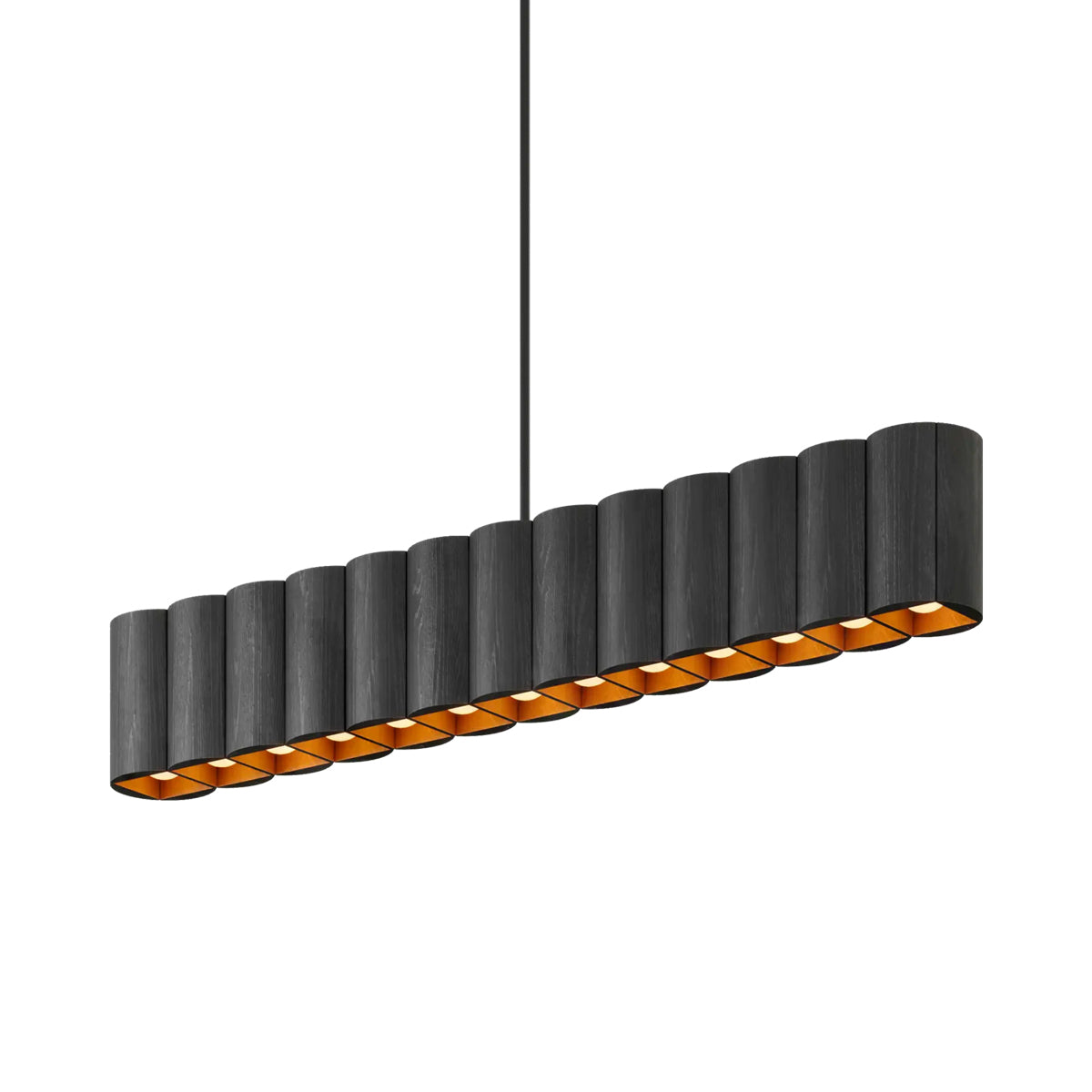 Colonnade Linear Chandelier in Black/Matte Black/Metal Stem (13-Light).