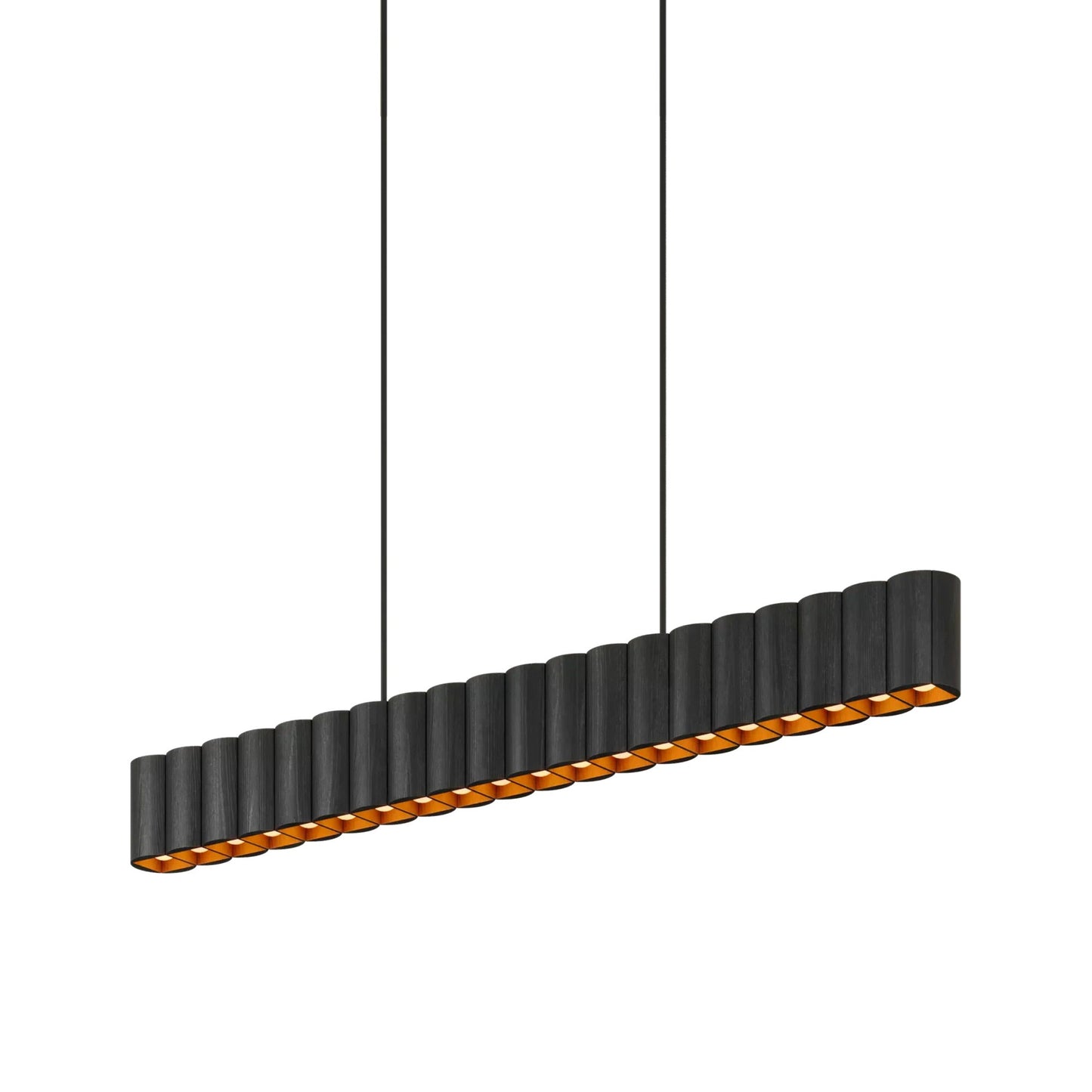 Colonnade Linear Chandelier in Black/Matte Black/Metal Stem and Shared Canopy (20-Light).