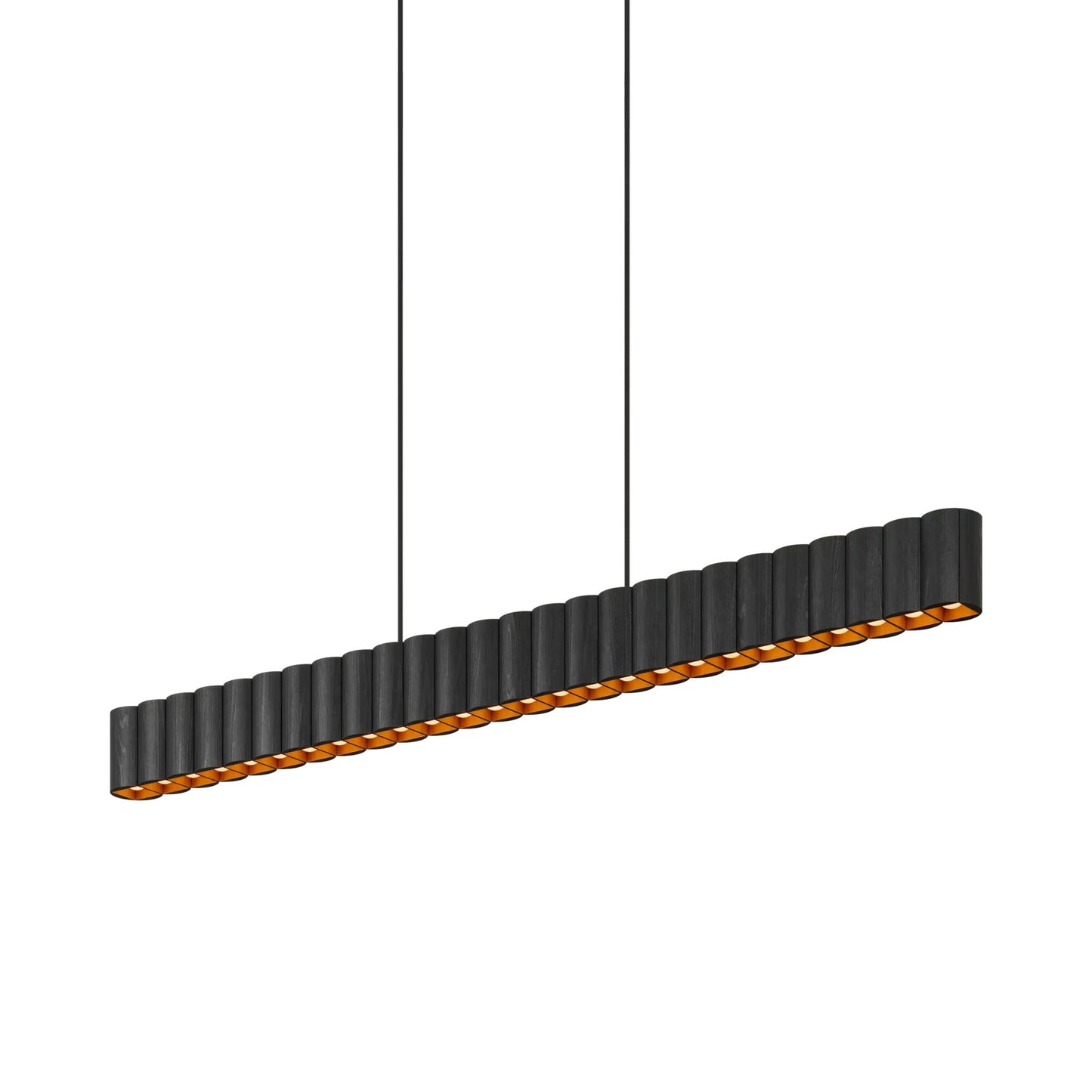 Colonnade Linear Chandelier in Black/Matte Black/Metal Stem and Shared Canopy (26-Light).