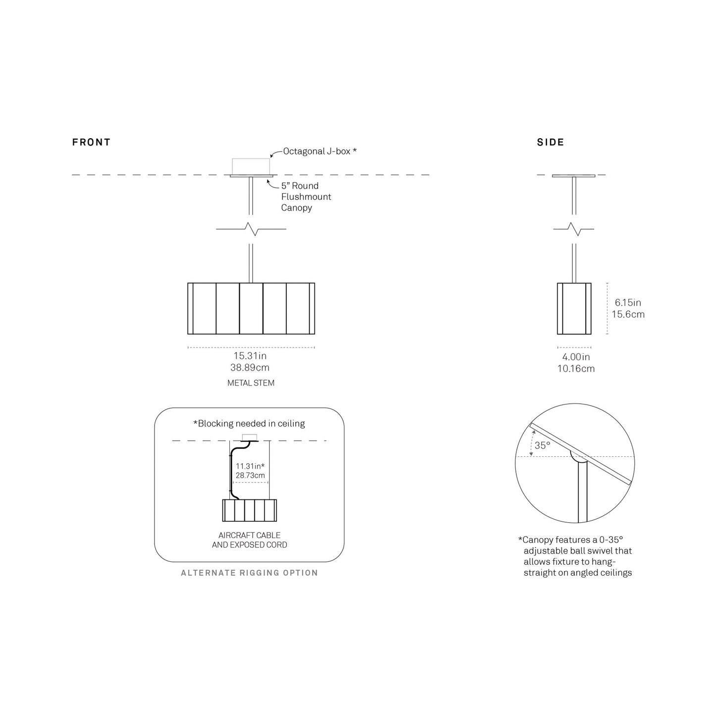 Colonnade Linear Chandelier - line drawing.