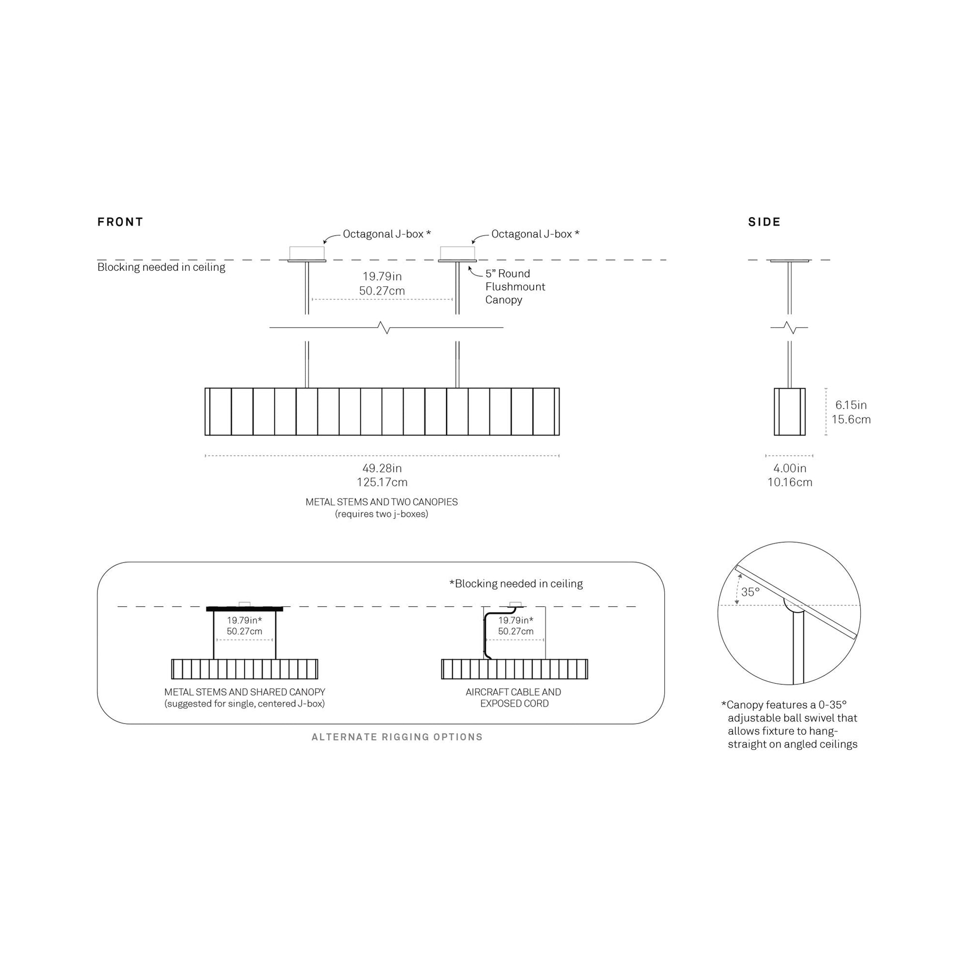 Colonnade Linear Chandelier - line drawing.
