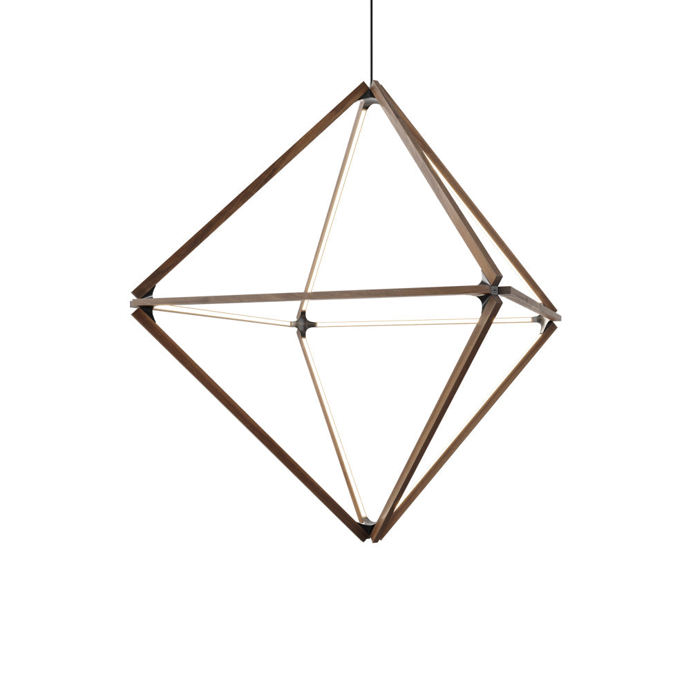 Diamond Big LED Pendant Light in American Walnut/Blackened.
