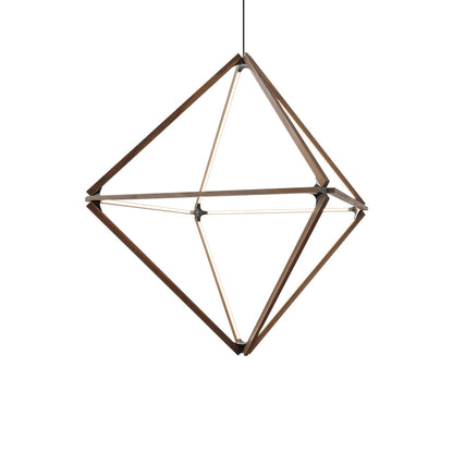 Diamond Big LED Pendant Light in American Walnut/Blackened.