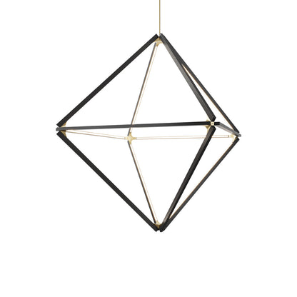 Diamond Big LED Pendant Light in Ebonized Oak/Brushed Brass.