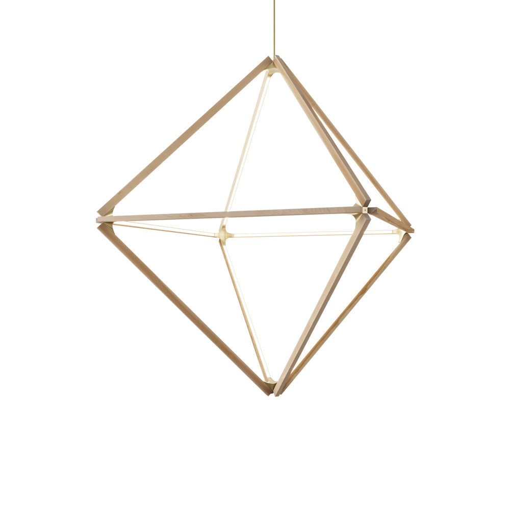 Diamond Big LED Pendant Light in Maple/Brushed Brass.
