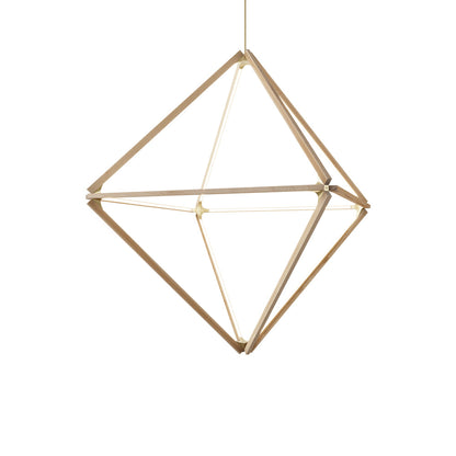 Diamond Big LED Pendant Light in Maple/Brushed Brass.
