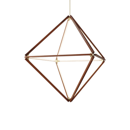 Diamond Big LED Pendant Light in Water Tower Redwood (Reclaimed)/Brushed Brass.