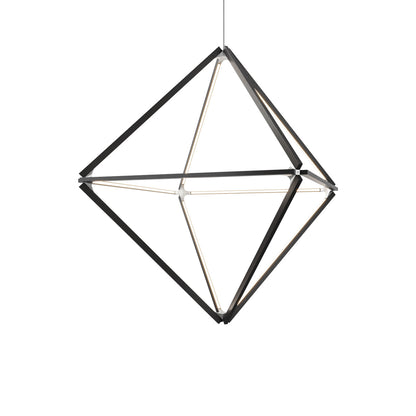 Diamond Big LED Pendant Light in Ebonized Oak/Brushed Nickel.