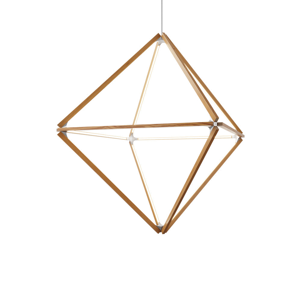 Diamond Big LED Pendant Light in Heart Pine (Reclaimed)/Brushed Nickel.