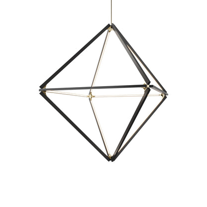 Diamond Big LED Pendant Light in Ebonized Oak/Polished Brass.