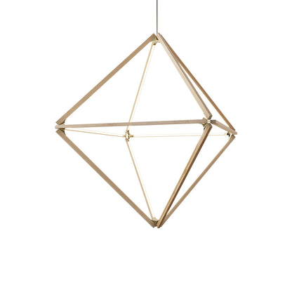 Diamond Big LED Pendant Light in Maple/Polished Brass.