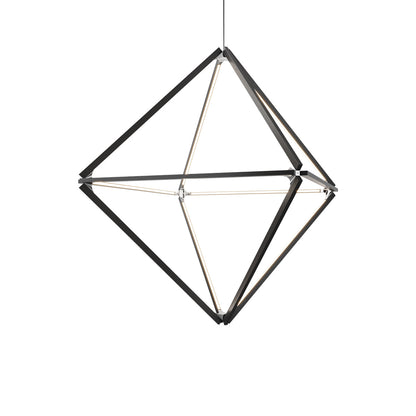 Diamond Big LED Pendant Light in Ebonized Oak/Polished Nickel.