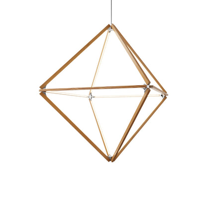 Diamond Big LED Pendant Light in Heart Pine (Reclaimed)/Polished Nickel.