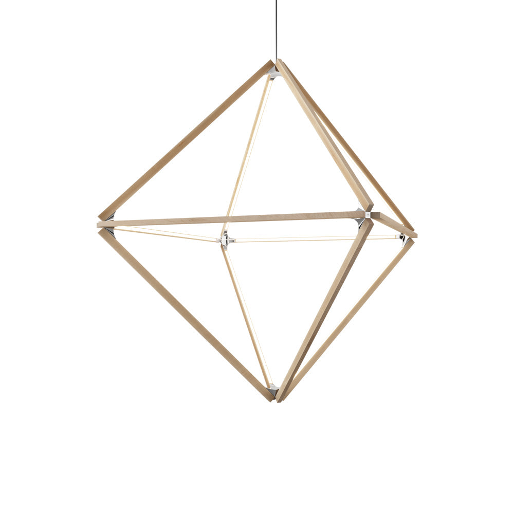 Diamond Big LED Pendant Light in Maple/Polished Nickel.