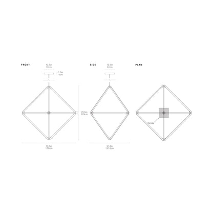 Diamond Big LED Pendant Light - line drawing.
