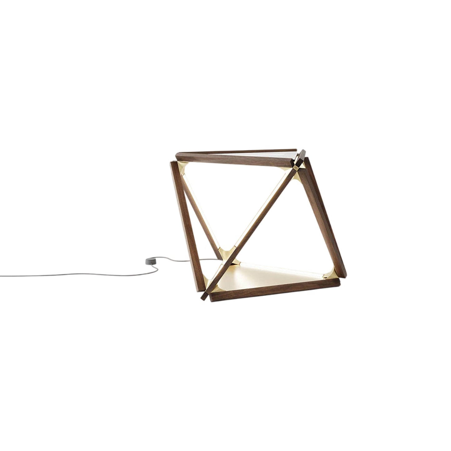Diamond LED Table Lamp in American Walnut/Brushed Brass.