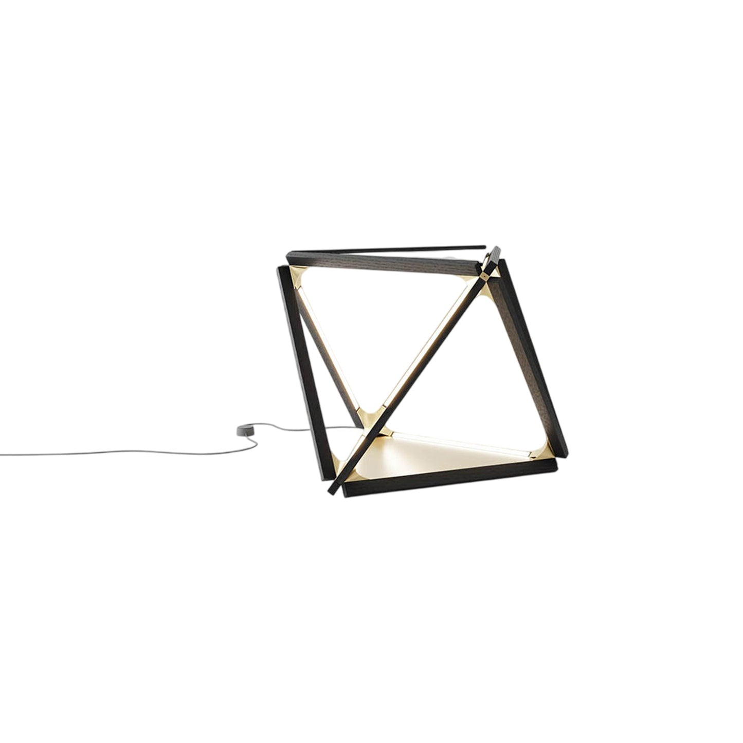 Diamond LED Table Lamp in Ebonized Oak/Brushed Brass.