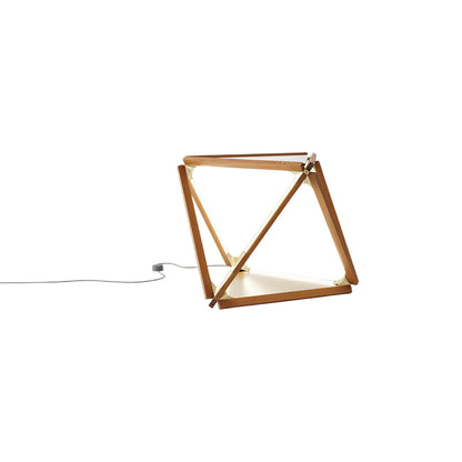 Diamond LED Table Lamp in Heart Pine (Reclaimed)/Brushed Brass.